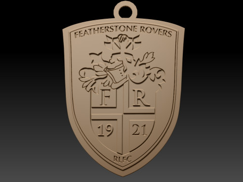 British Super League Featherstone Rovers keychain badge color printable and renderable 3D Print Model