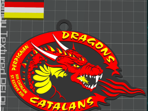 British Super League Catalans Dragons keychain badge color printable and renderable Model do druku 3D