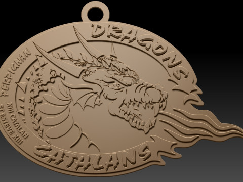British Super League Catalans Dragons keychain badge color printable and renderable Model do druku 3D