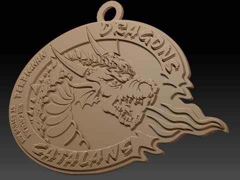 British Super League Catalans Dragons keychain badge color printable and renderable Model do druku 3D