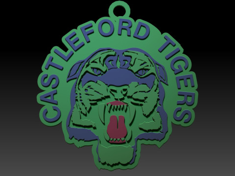 British Super League Castleford Tigers keychain badge color printable and renderable 3D Принт Модель