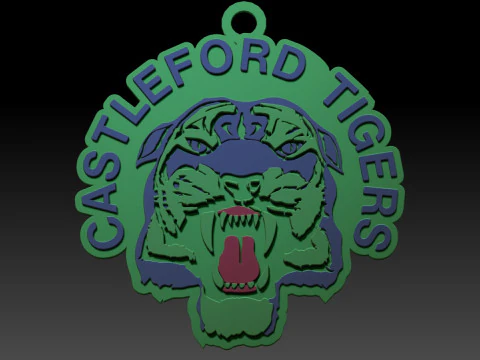 British Super League Castleford Tigers keychain badge color printable and renderable 3D Print Model