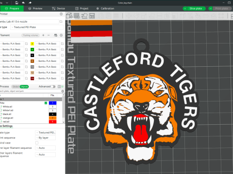 British Super League Castleford Tigers keychain badge color printable and renderable 3D Принт Модель