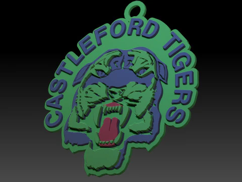 British Super League Castleford Tigers keychain badge color printable and renderable 3D Print Model