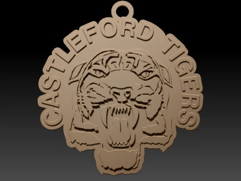 British Super League Castleford Tigers keychain badge color printable and renderable 3D Print Model