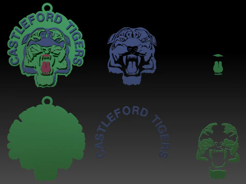 British Super League Castleford Tigers keychain badge color printable and renderable 3D Print Model