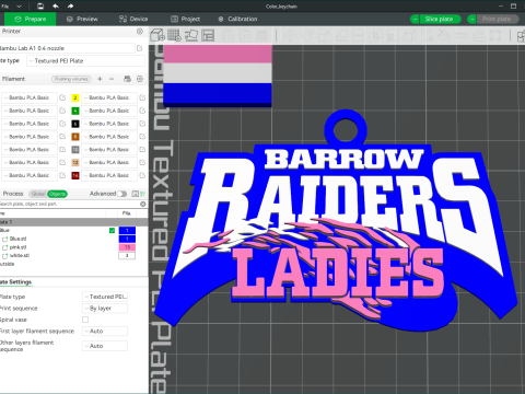 British Super League Barrow Raiders Ladies keychain badge color printable and renderable 3D Print Model