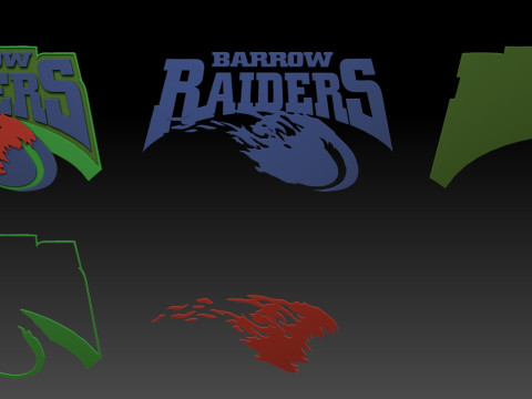 British Super League Barrow Raiders keychain badge color printable and renderable Modello di stampa 3D