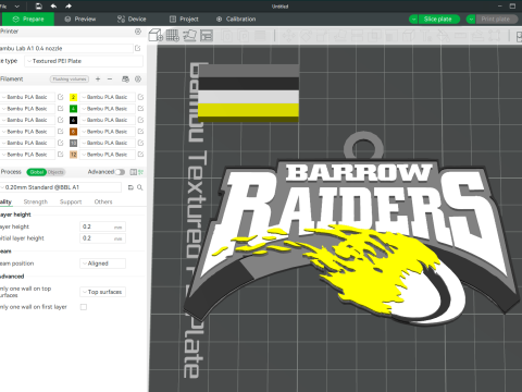 British Super League Barrow Raiders keychain badge color printable and renderable Modello di stampa 3D
