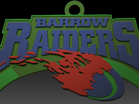 British Super League Barrow Raiders keychain badge color printable and renderable Modello di stampa 3D