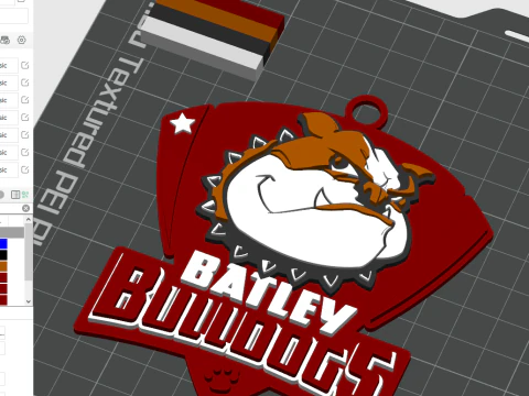 Cor do emblema do chaveiro do Betfred Championship Batley Bulldogs para impressão e renderização Modelo de Impressão 3D