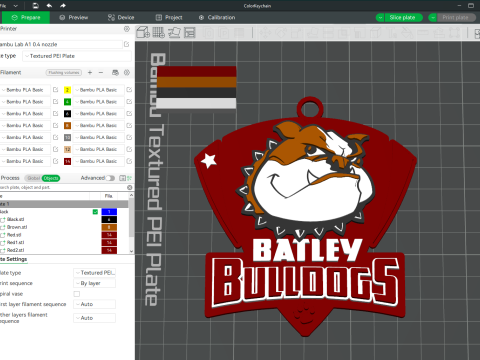 Betfred Championship Batley Bulldogs keychain badge color printable and renderable 3D-printmodel