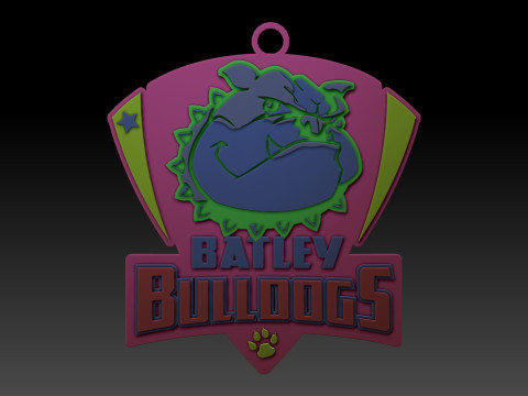 Betfred Championship Batley Bulldogs keychain badge color printable and renderable 3D-printmodel