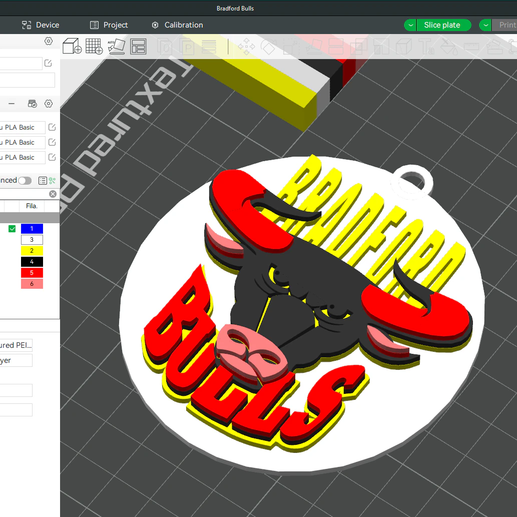 Kolorowa plakietka do kluczy Betfred Championship Bradford Bulls do wydrukowania i renderowania Model do druku 3D .c4d .max .obj .3ds .fbx .stl .blend 