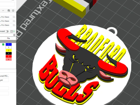 Cor do emblema do chaveiro do Betfred Championship Bradford Bulls para impressão e renderização Modelo de Impressão 3D