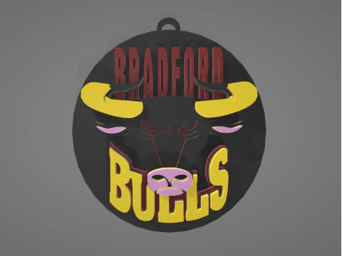 Kolorowa plakietka do kluczy Betfred Championship Bradford Bulls do wydrukowania i renderowania Model do druku 3D