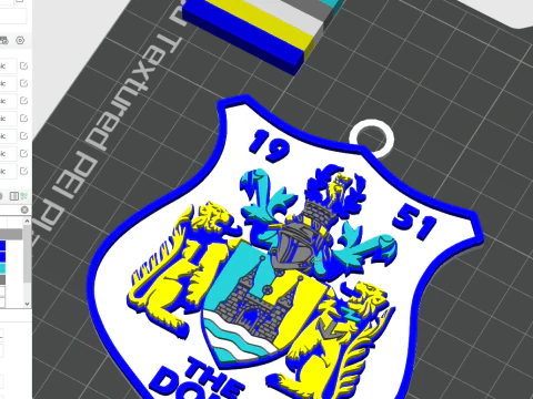 Cor do emblema do chaveiro Betfred Championship Doncaster RLFC para impressão e renderização Modelo de Impressão 3D
