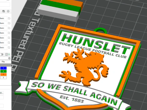 Cor do emblema do chaveiro Betfred Championship Hunsletr lfc para impressão e renderização Modelo de Impressão 3D