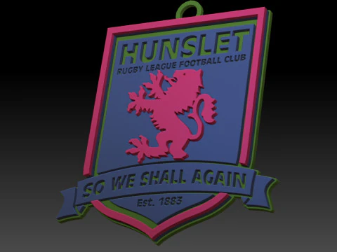 Betfred Championship Hunsletr lfc keychain badge color printable and renderable 3D Print Model