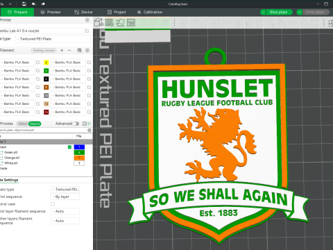 Betfred Championship Hunsletr lfc keychain badge color printable and renderable Model Cetak 3D