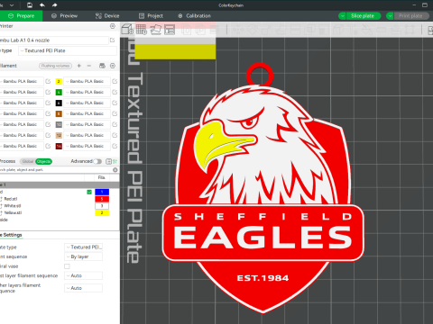 Betfred Championship Sheffield Eagles keychain badge color printable and renderable 3D प्रिंट मॉडल
