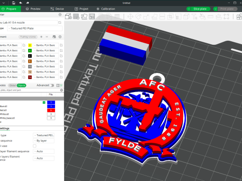 National League AFC Fylde keychain badge color printable and renderable Modello di stampa 3D