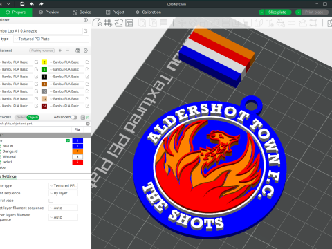 National League Aldershot Town keychain badge color printable and renderable Modello di stampa 3D