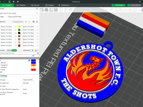 National League Aldershot Town keychain badge color printable and renderable 3D Print Model