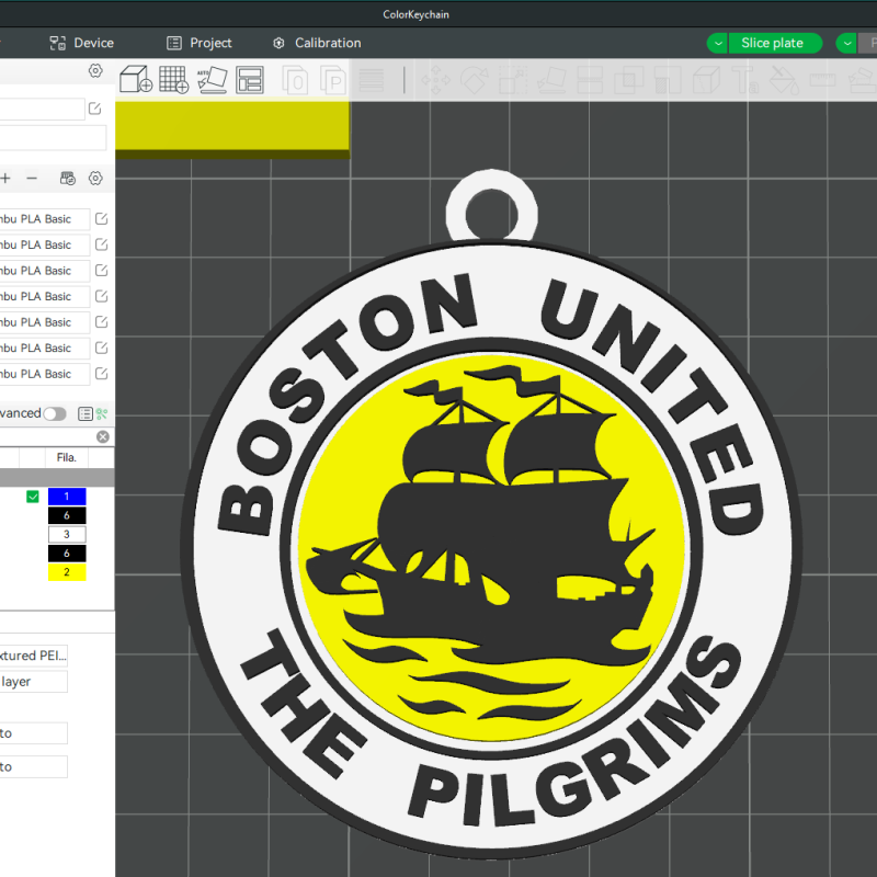 National League Boston United keychain badge color printable and renderable 3D Baskı Modeli .c4d .max .obj .3ds .fbx .stl .blend