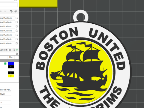 National League Boston United keychain badge color printable and renderable 3D Принт Модель