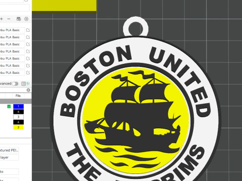 Distintivo portachiavi della National League Boston United stampabile e renderizzabile a colori Modello di stampa 3D