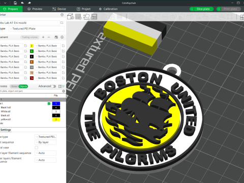 National League Boston United keychain badge color printable and renderable 3D Baskı Modeli