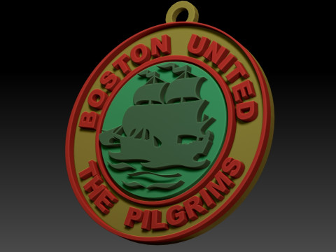 National League Boston United keychain badge color printable and renderable 3D Baskı Modeli