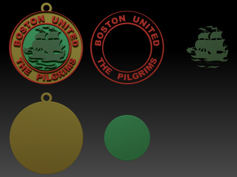 National League Boston United keychain badge color printable and renderable 3D Baskı Modeli