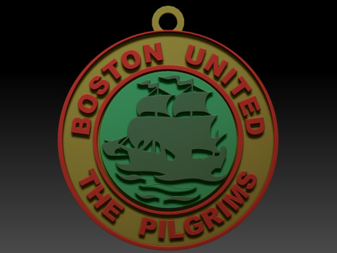 National League Boston United keychain badge color printable and renderable 3D Baskı Modeli