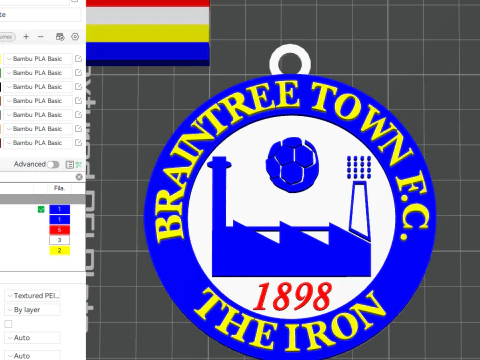 ナショナル リーグ ブレインツリー タウン キーチェーン バッジ カラー印刷およびレンダリング可能 3Dプリントモデル