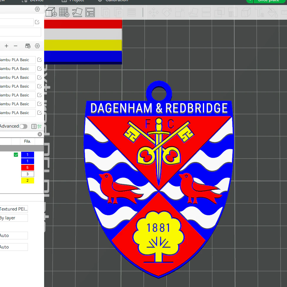 National League Dagenham and Redbridge keychain badge color printable and renderable 3D Print Model .c4d .max .obj .3ds .fbx .stl .blend 
