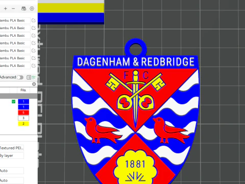 National League Dagenham and Redbridge keychain badge color printable and renderable 3D Print Model