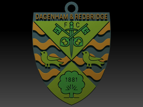 National League Dagenham and Redbridge keychain badge color printable and renderable Modelo de Impressão 3D