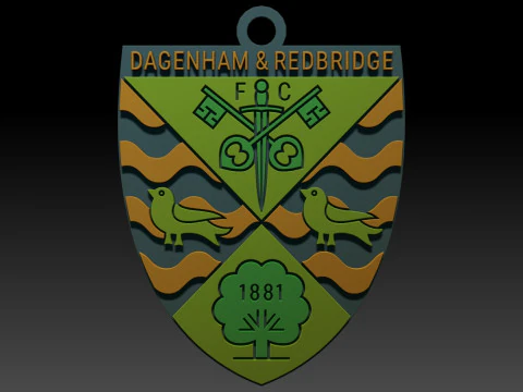 National League Dagenham and Redbridge keychain badge color printable and renderable 3D Print Model