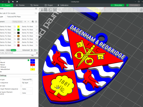 National League Dagenham and Redbridge keychain badge color printable and renderable Modelo de Impressão 3D
