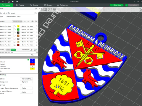 National League Dagenham and Redbridge keychain badge color printable and renderable 3D Print Model