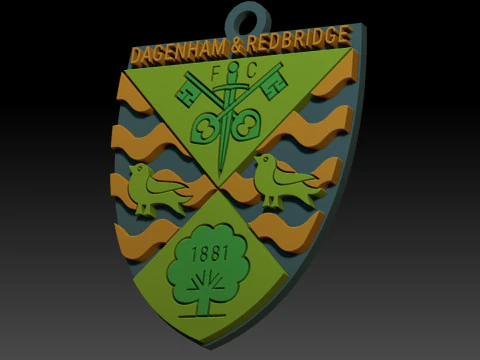 National League Dagenham and Redbridge keychain badge color printable and renderable 3D Print Model