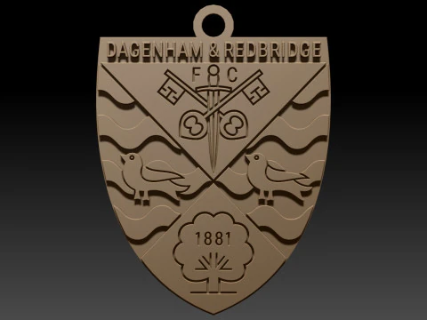 National League Dagenham and Redbridge keychain badge color printable and renderable 3D Print Model