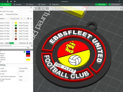National League Ebbsfleet United keychain badge color printable and renderable 3D Baskı Modeli