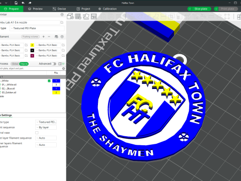 National League FC Halifax Town keychain badge color printable and renderable 3D Baskı Modeli