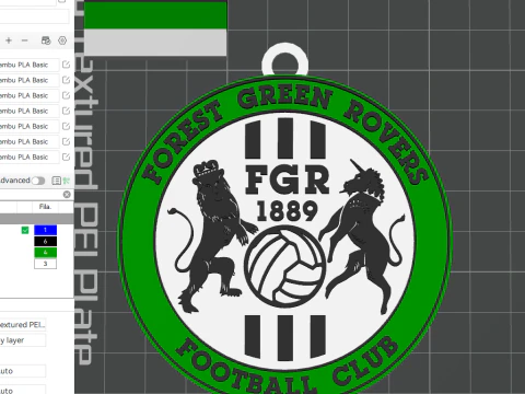Badge porte-cl&eacute;s National League Forest Green Rovers couleur imprimable et rendu Modèles 3D en vedette