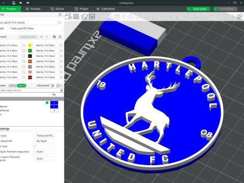 National League Hartlepool United keychain badge color printable and renderable 3D Baskı Modeli