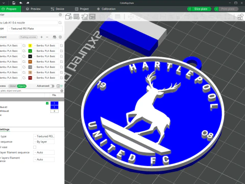 National League Hartlepool United keychain badge color printable and renderable 3D Print Model