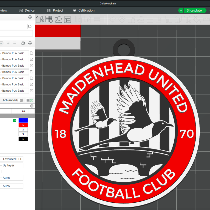 National League Maidenhead United keychain badge color printable and renderable 3D 프린트 모델 .c4d .max .obj .3ds .fbx .stl .blend